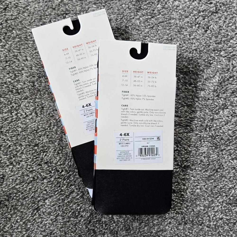 Cat & Jack Butterfly Tights and Black Tights Set (2 PAIR) NEW size 4X to 6X